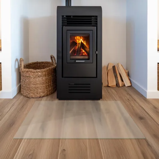 Fireplace Glass Hearth Plate 120x80 cm - High Temperature-Resistant - Spark and Scratch Resistant - Durable - Easy to Clean - Floor Protection - Satine Effect - Polished Edge Frosted Glass 120x80 cm