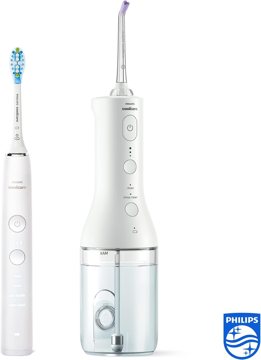 Sonicare DiamondClean 9000 Electric Toothbrush and Power Flosser Cordless Oral Flosser - Teeth Cleaning, Gums and Plaque Removal, White (Model HX3866/41)