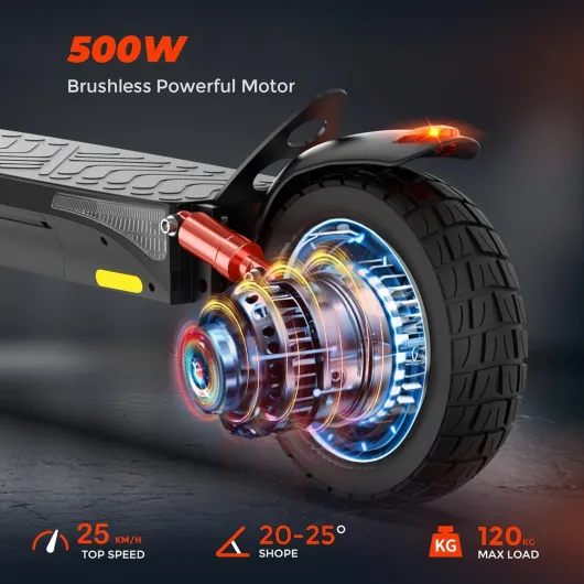 10" Off-road Electric Scooters Adult,Powerful Motor, 40-45km Range Fast Electric Scooter with Adjustable Height, 4 Shock Absorbers Foldable E Scooter,Dual Braking System Dark Black