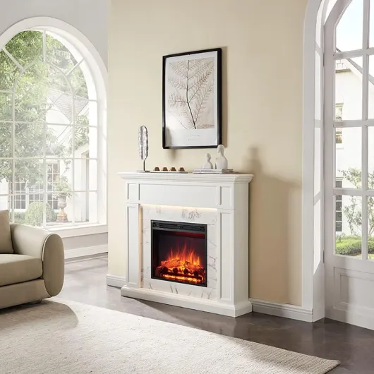 48" Freestanding Electric Fireplace Suite, Beaumont, White 48"/122cm White