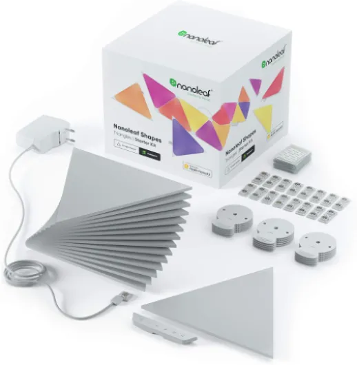 Shapes Triangle Starter Kit, 15 Smart Light Panels LED RGBW - Modular Wi-Fi Colour Changing Wall Lights, Works with Alexa Google Assistant Apple Homekit, for Room Decor & Gaming 15er Starterpack