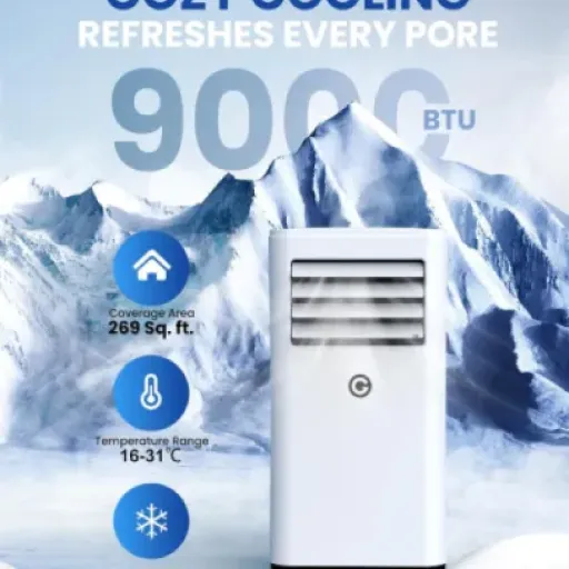 KGOGO 9000 BTU Portable Air Conditioner Review: compact 4‑in‑1 cooling for small rooms