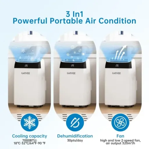 GarveeMore 12000 BTU Portable Air Conditioner Review: solid 3‑in‑1 cooling for medium rooms