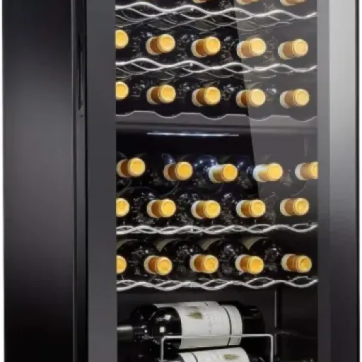 Wine Enthusiast 32-Bottle Dual Zone MAX Compressor Wine Cooler Review: compact split storage for reds and whites
