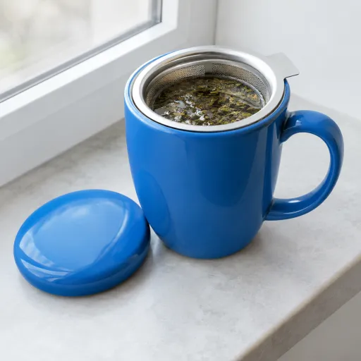 Enhance Your Tea Experience with a Mug Featuring an Infuser and Lid