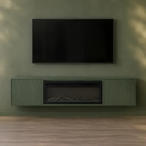 Enhance Your Living Space with a Floating TV Stand Featuring a Fireplace