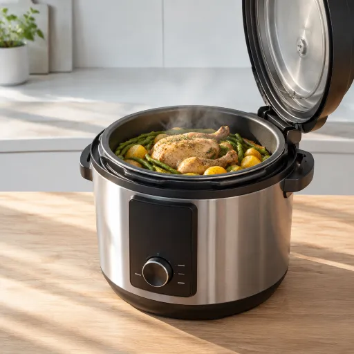 One pot chicken with green beans and potatoes in the electric pressure cooker