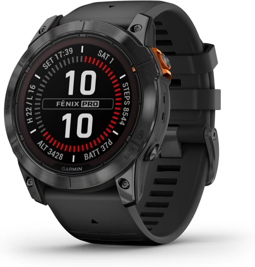 Garmin fēnix 7X Pro, Solar - Montre GPS Multisports connectée – Gray avec Bracelet Noir – Boîtier 51 mm Noir 51mm