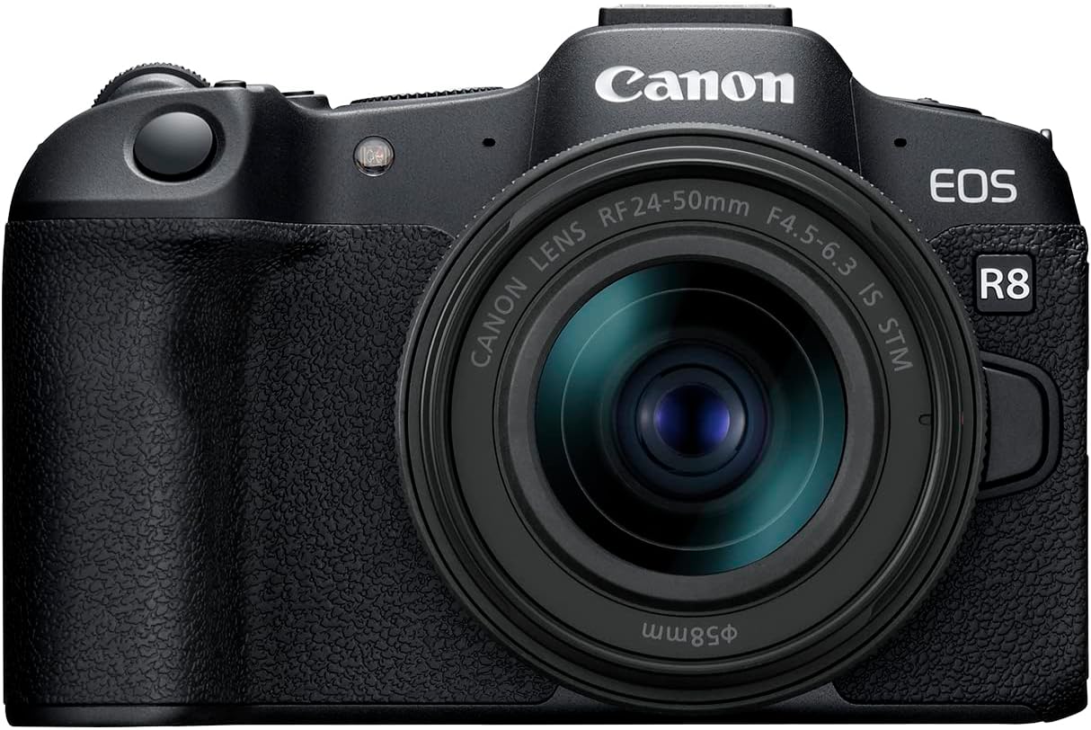 Canon EOS R8 Full-Frame Mirrorless Camera w/RF24-50mm F4.5-6.3 is STM Lens, 24.2 MP, 4K Video, DIGIC X Image Processor, Subject Detection & Tracking, Compact (Renewed) Black