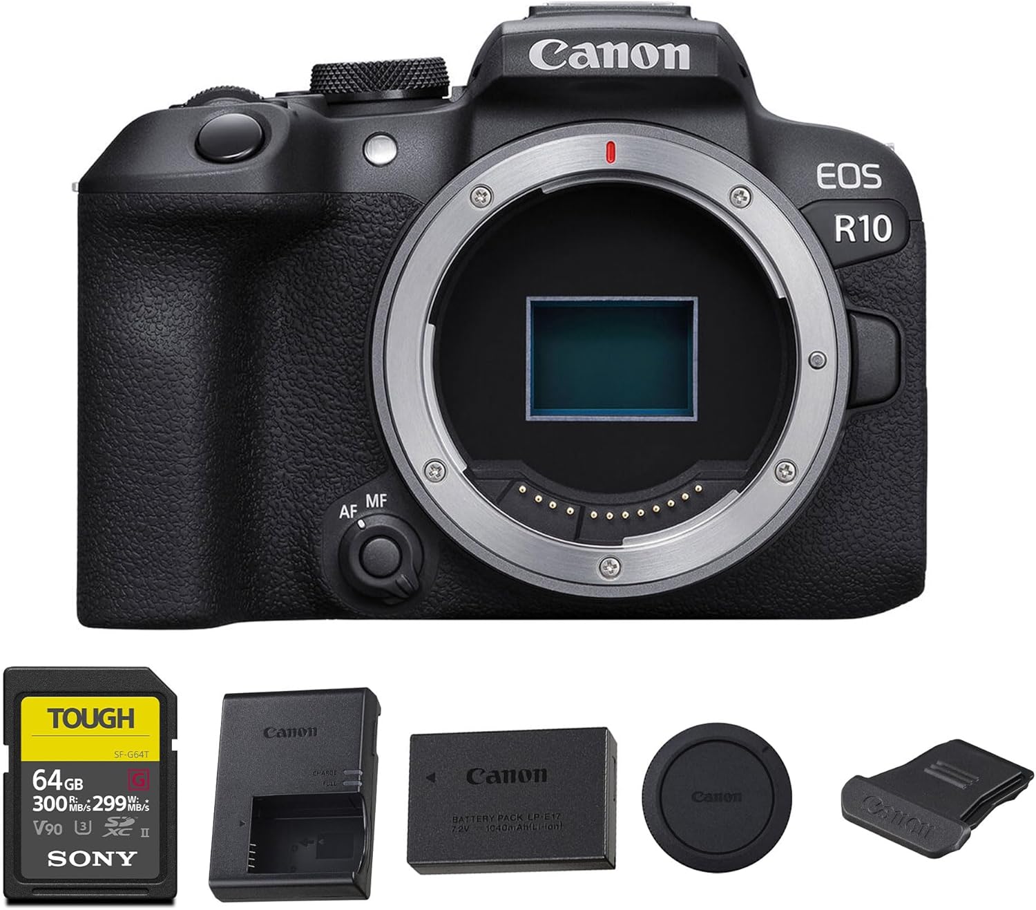 EOS R10 Mirrorless Camera – Compact APS-C RF-Mount Camera with 24.2MP Sensor, 4K Video & Dual Pixel CMOS AF II (5331C002) + 64GB Memory Card + Canon Shoulder Bag Body Only