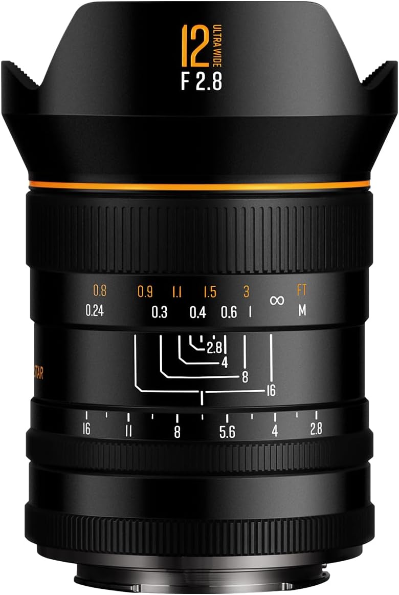 12mm F2.8 MF Lens for Canon RF Mount, Full Frame 122.5° Ultra Wide Angle Manual Focus Prime Mirrorless Camera Lens for EOS R5 R6 R RP R7 R10 R3 R6 Mark II Fit for Canon RF Mount