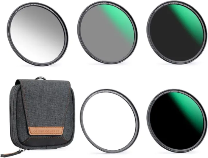 K&F CONCEPT 46mm Magnetic GND8 ND8 ND64 ND1000 Magnetic Basic Ring Camera Lens Filters Kit (5 Pack) -Optical Glass Neutral Density Filters Kit with 28 Multi-Layer Coated (Nano-X Series)