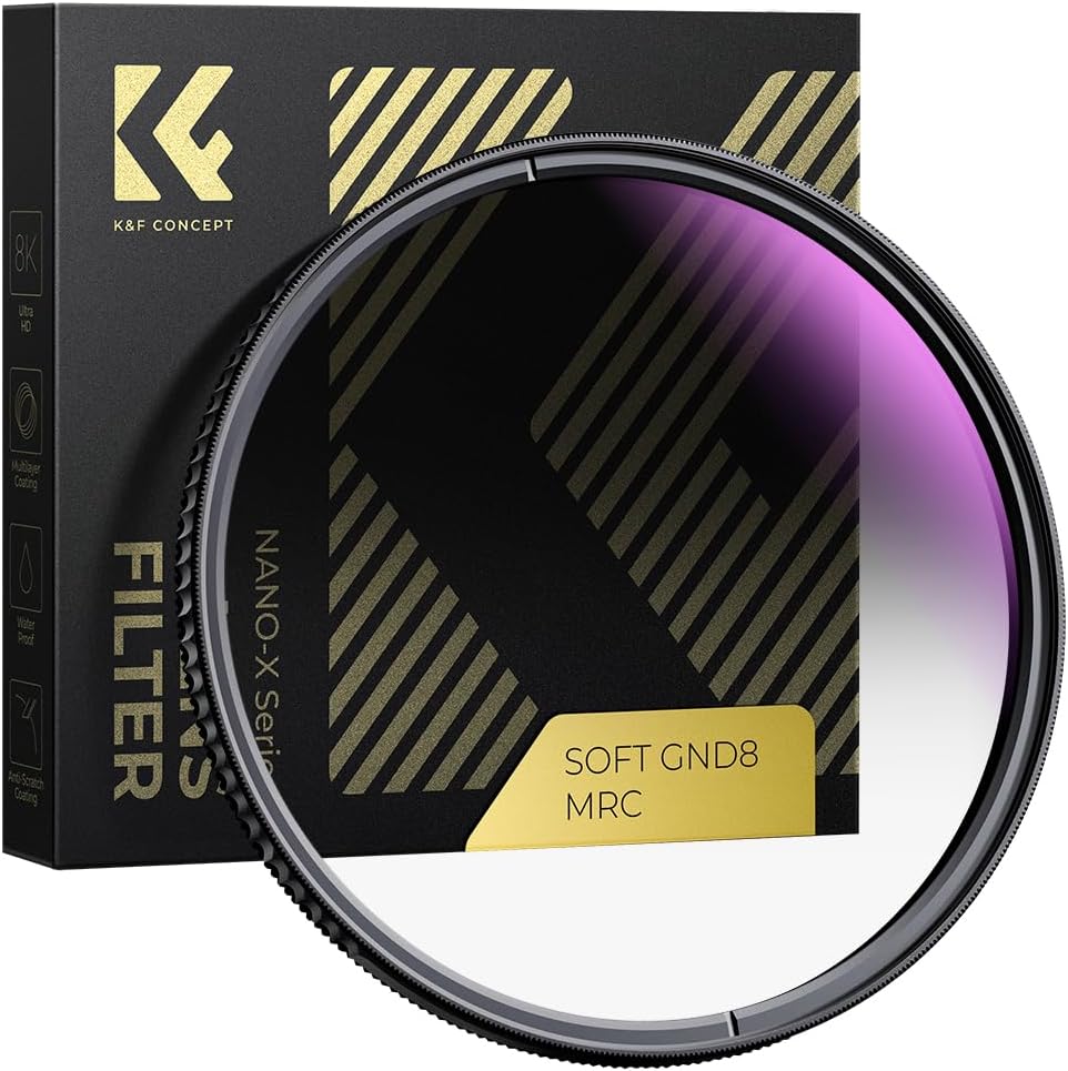 K&F Concept 77mm Soft GND8 (3 Stop) Lens Filter Soft Graduated Neutral Density Filter with 28 Multi-Layer Coatings for Camera Lens (Nano-X Series)