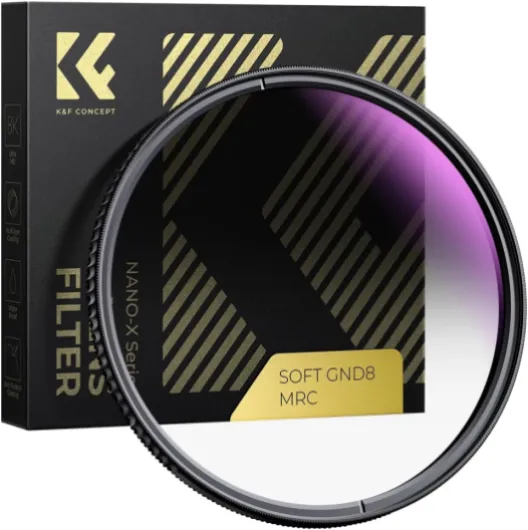 K&F Concept 77mm Soft GND8 (3 Stop) Lens Filter Soft Graduated Neutral Density Filter with 28 Multi-Layer Coatings for Camera Lens (Nano-X Series)