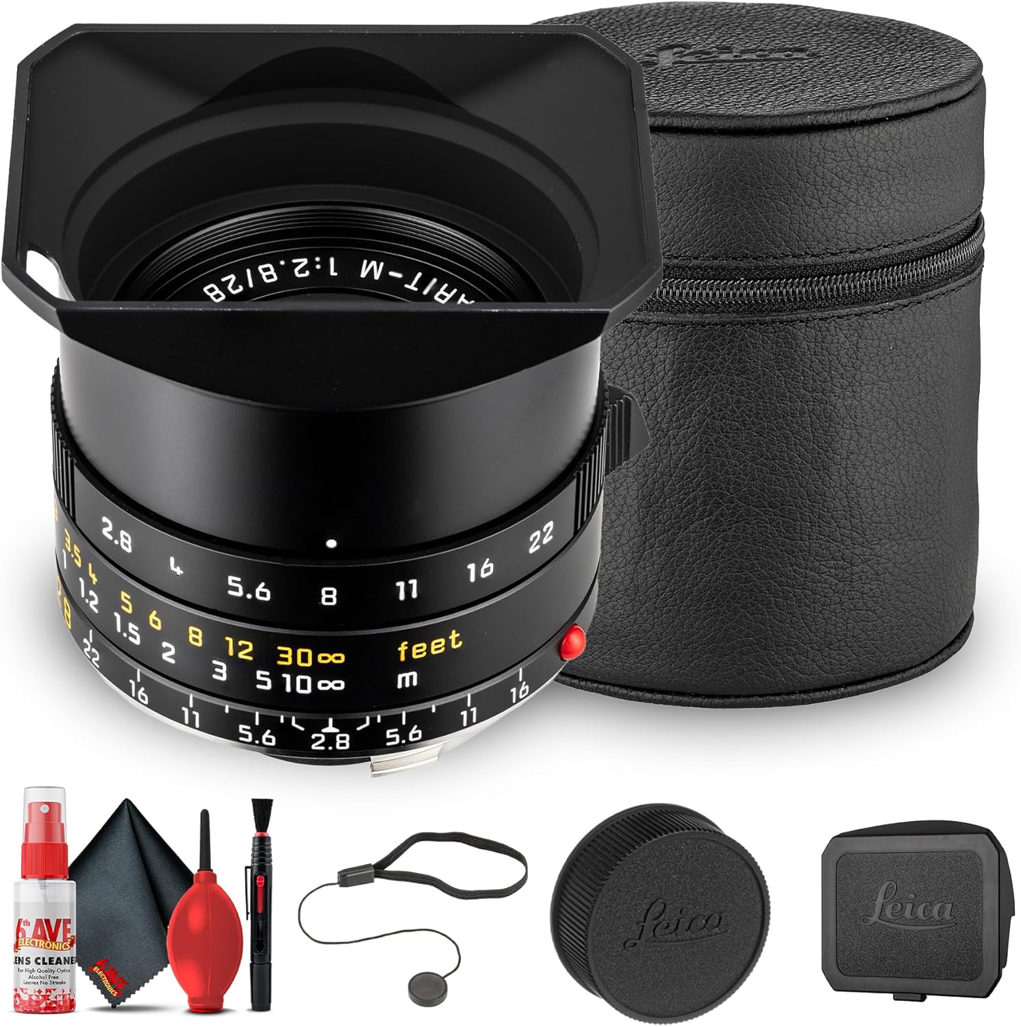 Elmarit-M 28mm f/2.8 ASPH - Lens - Compact Wide-Angle Prime for M-Mount - Sharp, Lightweight Optics for Street & Travel Photography (11677) + Cleaning Kit + Cap Keeper