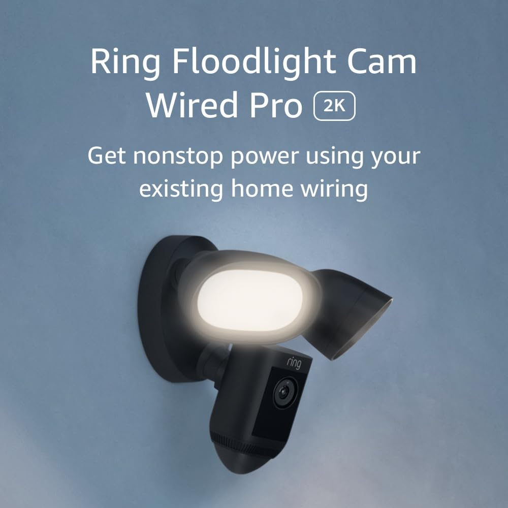 Floodlight Cam Wired Pro with Bird’s Eye View and 3D Motion Detection, Black Black 1 Camera Floodlight Cam Wired Pro Only