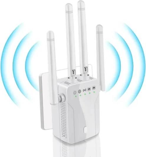 WiFi Extender Signal Booster for Home: Internet Repeater Long Range Covers Up to 45+ Devices and 8470 Sq.ft for Apartment Basement Office House L WhiteMilky