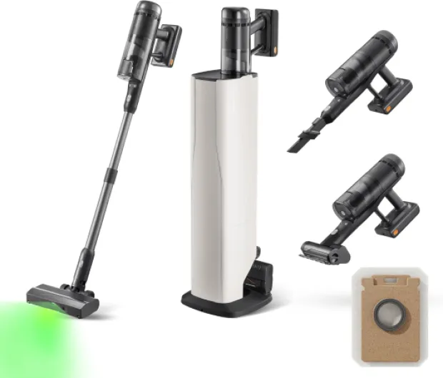 H60 Hub Ultra Cordless Vacuum Cleaner with Auto-Empty Dock, Upgraded 210AW Suction Stick Vacuum Cleaners for Home and Pet Hair, 90-Min Runtime, Anti-Tangle Brush, 140° LED Dust Detection