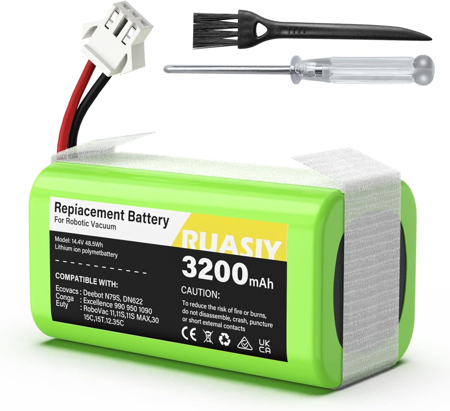 14.4v Vacuum Robot Battery Replacement: for Eufy Robovac 11S 11 30C 30 25C 15C 15T G30 G20-3200mAh Vacuum Batteries for Ecovacs Deebot N79 N79w N79w DN622, Shark Ion Rv750, Goovi, Amarey, Coredy Etc 3200 Milliamps