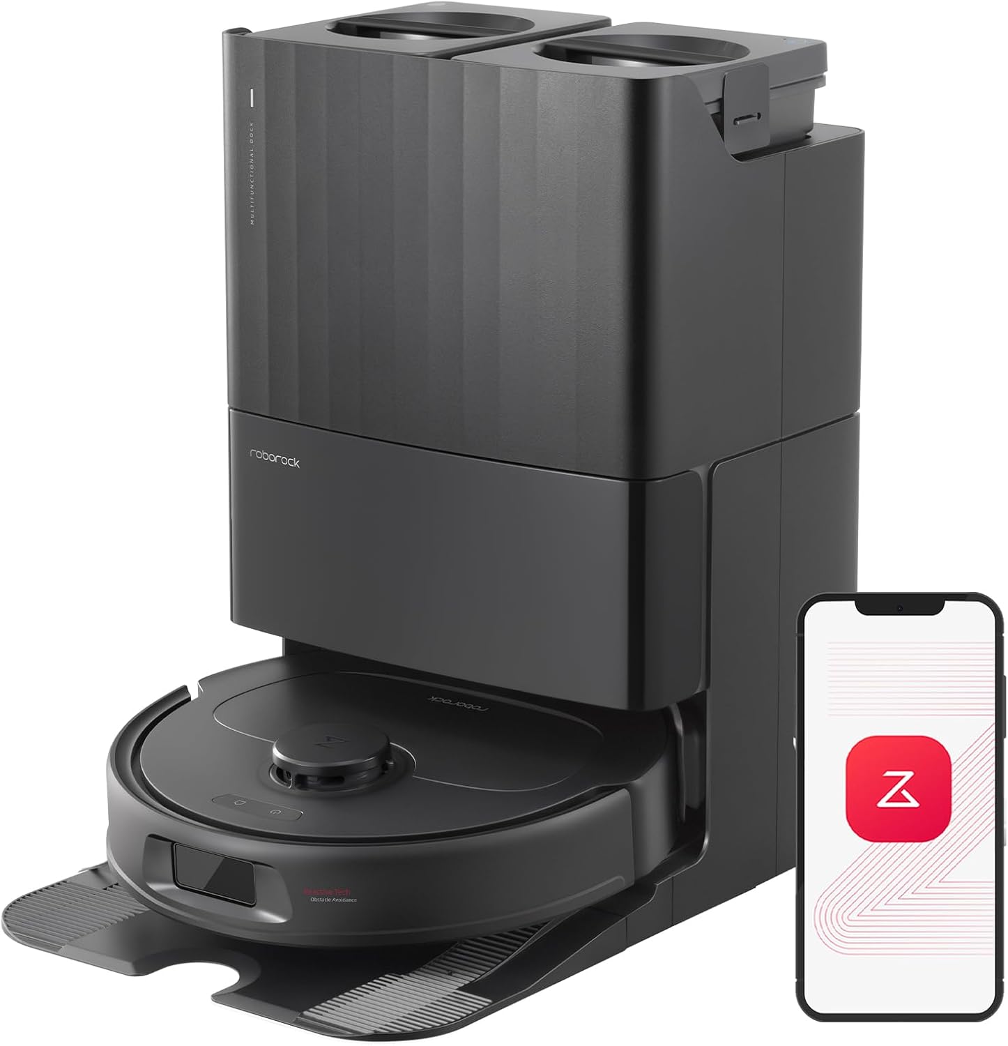 Qrevo S Robot Vacuum and Mop, Self-Drying, Auto Mop Washing, 7000Pa Suction, Self-Emptying & Refilling, 10mm Auto Lifting, 200RPM Spinning Mops, Smart Obstacle Avoidance, Black Qrevo S Black