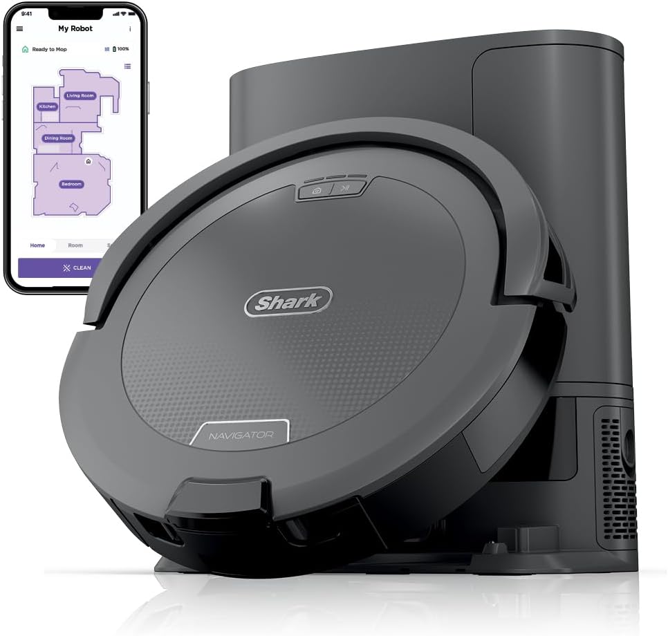 Navigator Robot Vacuum and Self-Empty Base with Bagless 60-Day Capacity Self-Empty Base, SmartPath Navigation, Powerful Pet Hair Pickup, Anti-Hair Wrap, For Carpets & Hard Floors, Grey, RV2120AE SmartPath Navigator w/ Auto-Empty(Grey)
