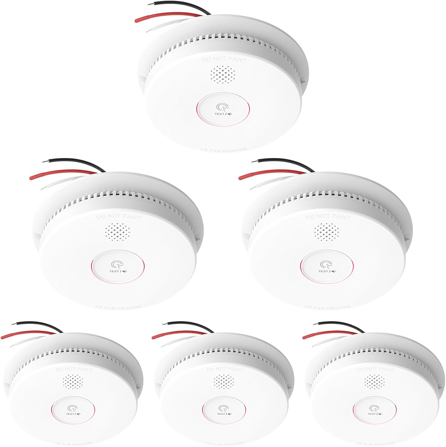 Hardwired Interconnected Smoke Detectors,Photoelectric Smoke Alarm with 9V Battery Backup,Test/Silence Button,Hard Wired Fire Alarm for Home,UL Listed Smoke Detector GS562A 1-Pack Hardwired Interconnected Model(NEW) 6-Pack