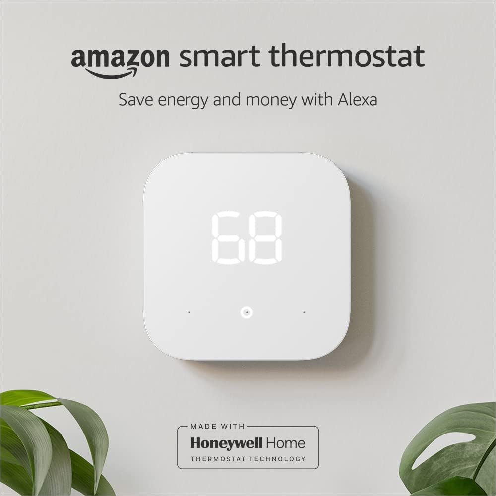 Like-New Amazon Smart Thermostat – ENERGY STAR certified, DIY install, Works with Alexa – C-wire required Thermostat only