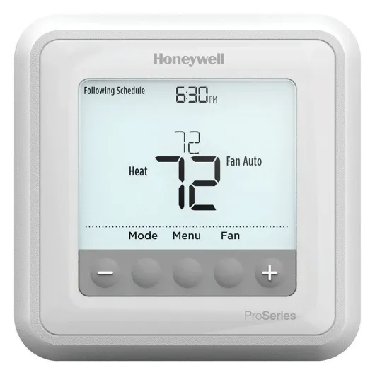 TH6210U2001/U T6 Pro Programmable Thermostat, 2 Heat / 1 Cool Heat Pump Or 1 Heat / 1 Cool Conventional