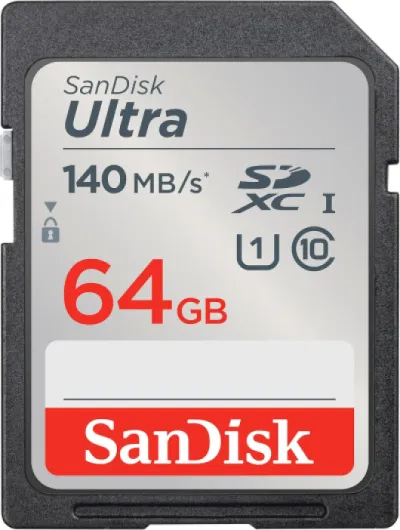 64GB Ultra SDXC UHS-I Memory Card - Up to 140MB/s, C10, U1, Full HD, SD Card - SDSDUNB-064G-GN6IN Memory Card Only 64GB