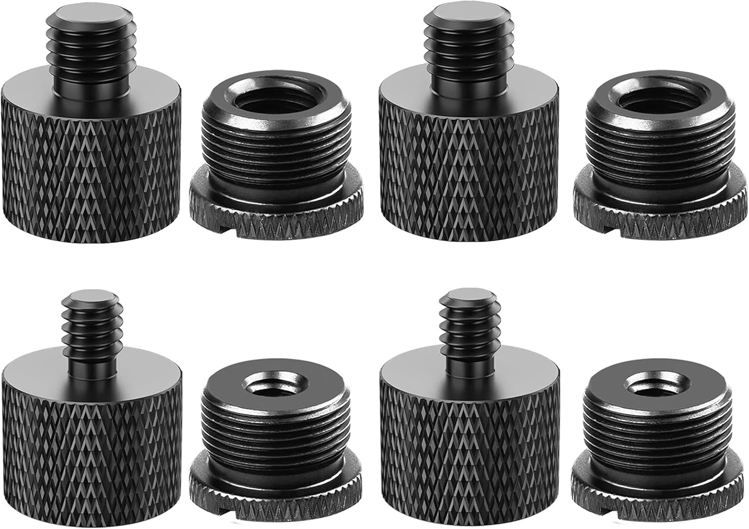 Mic Stand Adapter Set - 8 Piece Metal Mic Stand Adapter Kit - 3/8 to 5/8 & 1/4 to 5/8 Female to Male Thread Adapter - Boom Arm Adapter (2)