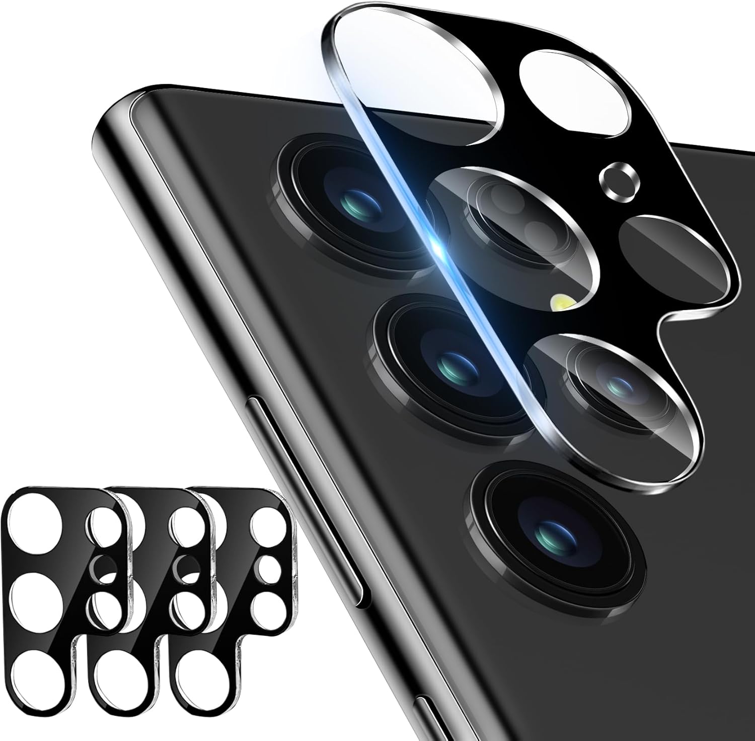 3 Pack Dengduoduo Camera Lens Protector for Samsung Galaxy S25 Ultra, Tempered Glass Camera Protector Back Lens Cover, Ultra HD, 9H Hardness, Anti-Scratch, Case Friendly, Easy to Install [No Affect on Night Shots] Black for Samsung Galaxy S25 Ultra