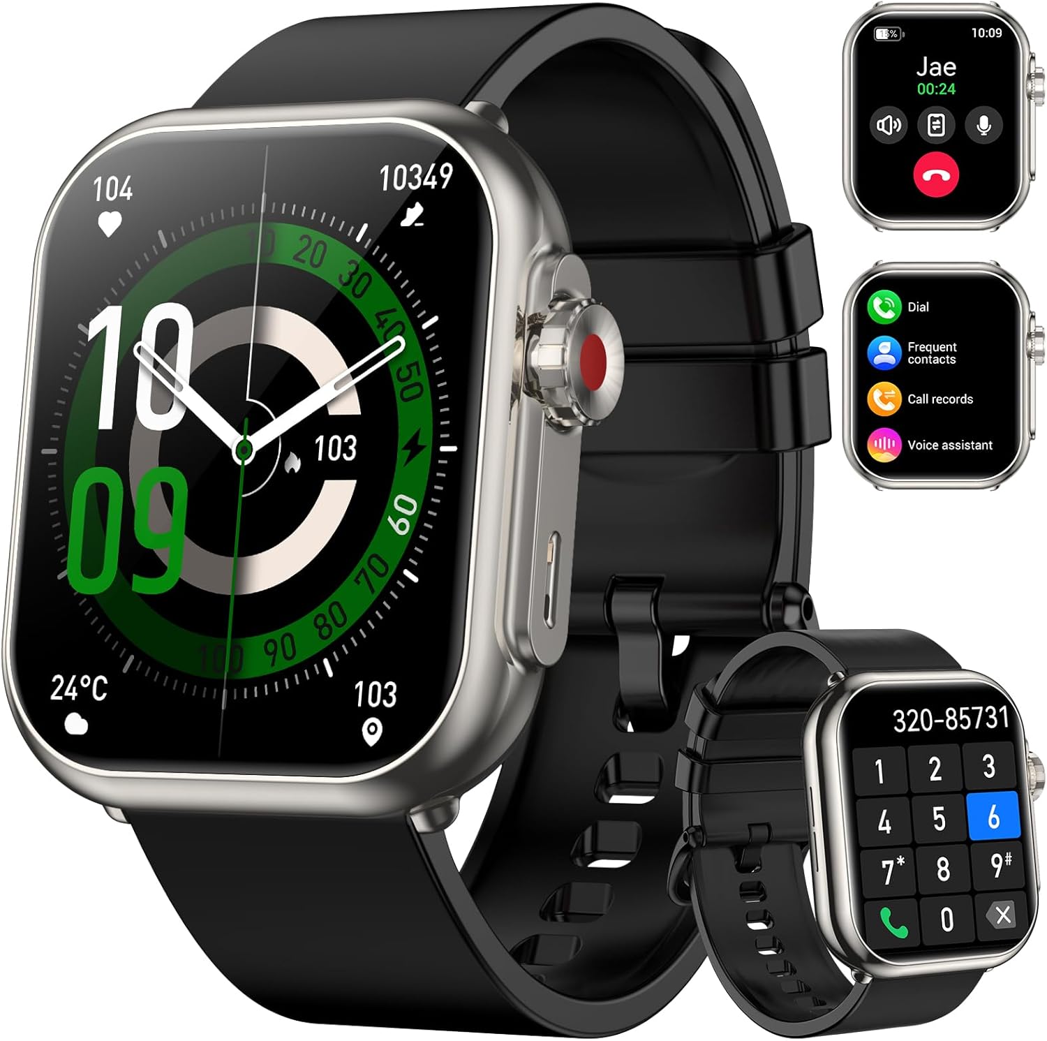 Smart Watch for Men Women, 1.85" HD Fitness Tracker (Answer/Make Call), 1000 mAh Battery, 120+ Sport Modes, 24/7 Heart Rate/Sleep Monitor Fitness Watch, IP68 Waterproof, Smartwatch for Android/iPhone Black