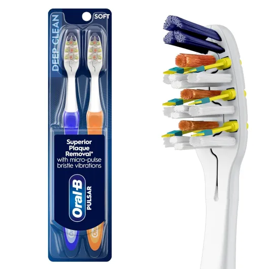 Oral-B Pro-Health Pulsar Battery Toothbrush, Soft, Blue , 2 Count (Pack of 1)
