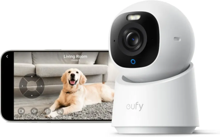 Eufy Indoor Cam E30, Latest Generation, 4K UHD Security Camera, Pet/Dog/Baby Camera with Phone app, Color Night Vision, Human/Pet Auto Tracking, 360 Pan-Tilt, Works with Homekit，White 1-Pack White