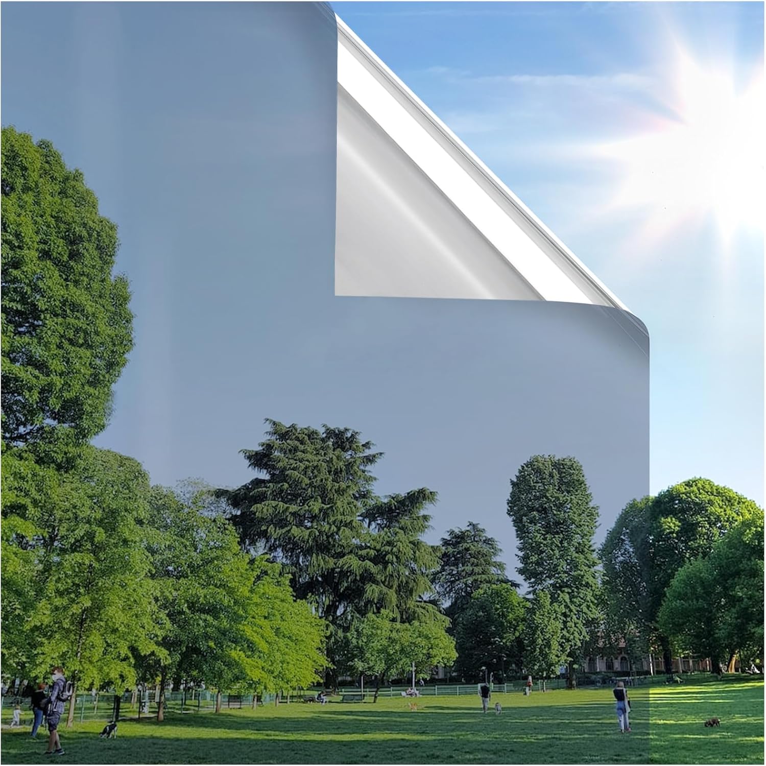 Window Privacy Film One Way Window Tint for Home, Removable Reflective Heat Sun Blocking Anti UV Glass Door Covering, Mirror Tinting Film House Office, 17.5 in X 6.5 Feet, Silver 17.5" x 78.7" Silver