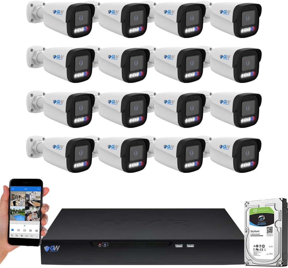 16 Channel 12MP NVR 4K 25FPS Two-Way Audio Security Camera System - 16 8MP Face Recognition NDAA & TAA Compliant Bullet Cameras, 10 Smart AI Functions, Pre-Installed 4TB Hard Drive