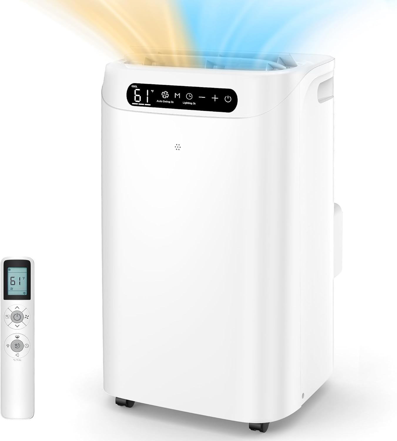 14000 BTU Portable Air Conditioners with Heater, Remote Control, 4-in-1 Free Stand Smart Cooling AC Unit with Heating, Dehumidifier, Fan Mode for 550 to 700 sq.ft Room,Auto Swing,Timer,White White 14000Btu with Heater