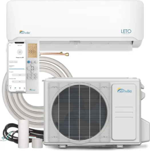 LETO Series Mini Split Air Conditioner Heat Pump, 24000 BTU 208/230V, Inverter, Works with Alexa, SEER2 18, 2 Ton, White White 24000 BTU 208/230V
