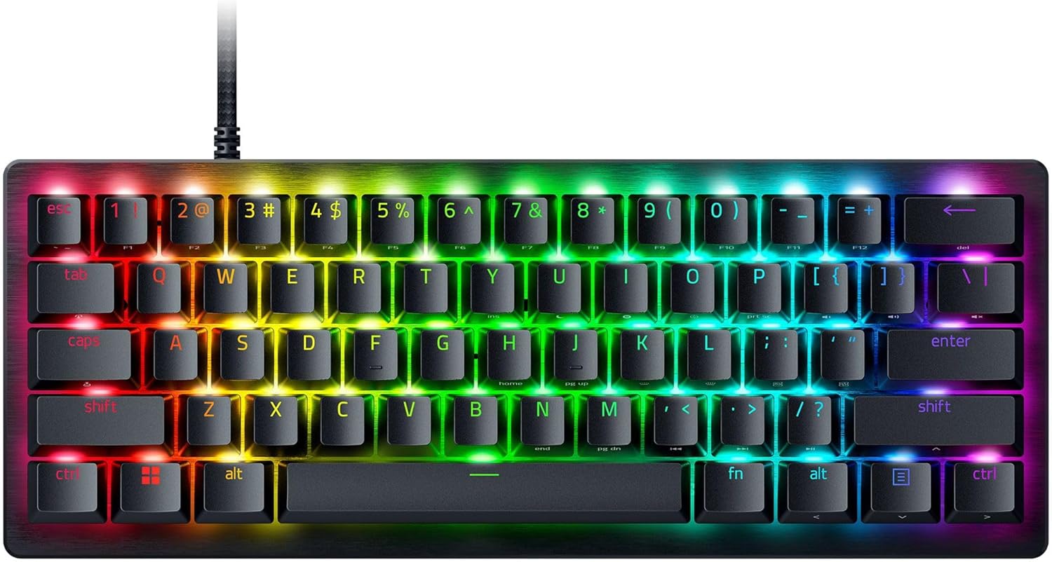 Huntsman V3 Pro Mini 60% Esports Gaming Keyboard: Analog Optical Switches - Razer Snap Tap - Rapid Trigger - Adjustable Actuation - Dual-Purpose Mod Keys - Doubleshot PBT Keycaps - Black Black Mini 60%
