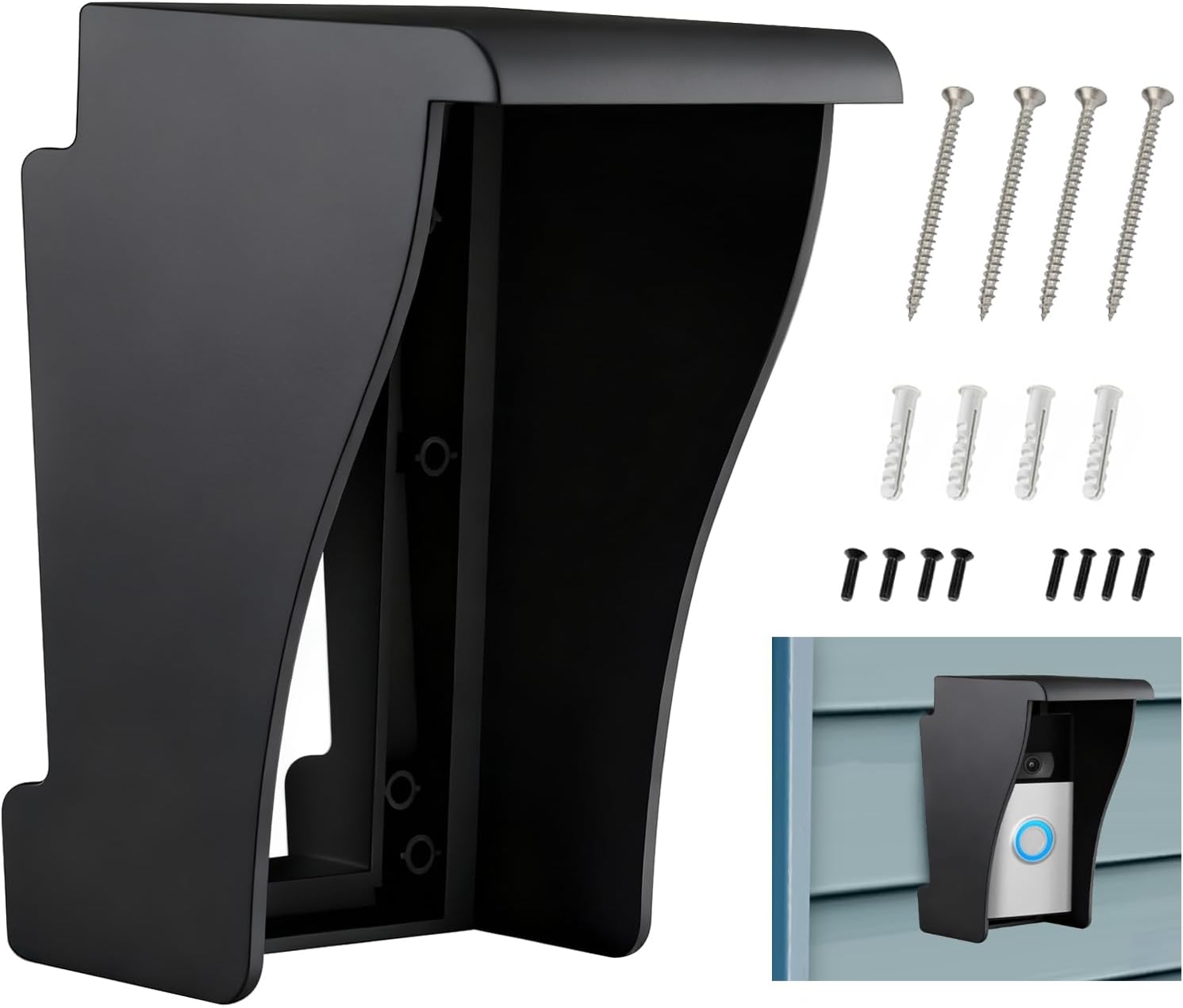 Vinyl Siding Doorbell Mount, Vinyl Siding Angle Adjustment Bracket for Ring 2, Ring 3, Ring 3 Plus Camera Doorbell, Video Doorbell Mounting Wedge Kit (Fit Standard Style Siding)