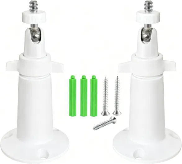 Adjustable Metal Wall Mount Compatible with Arlo, Arlo Pro 2/3/4/5/Ultra/Ultra 2, Ring Stick Up Cam, Ring Indoor Cam(1st Gen), Wyze Cam V3, 360 Degree Adjustable Screwless Bracket (2-Pack White)