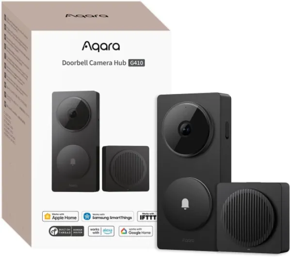Smart Doorbell Camera G410 with Chime, 2K, HomeKit Secure Video, 2-Way Audio, Built-in Matter Hub, Wireless/Wired, Supports Apple Home, Alexa, Google, Home Assistant, 2.4G/5GHz Wi-Fi, Black