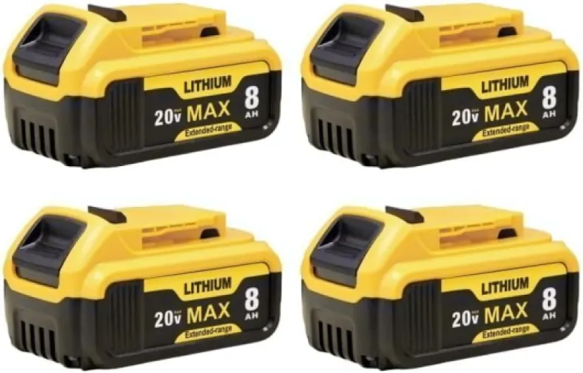 4-Pack Upgraded 8000mAh Replace for Dewalt 20V Max Battery 20V Lithium-ion DCB201/DCB200/DCB206/DCB207 and Cordless Power Tools