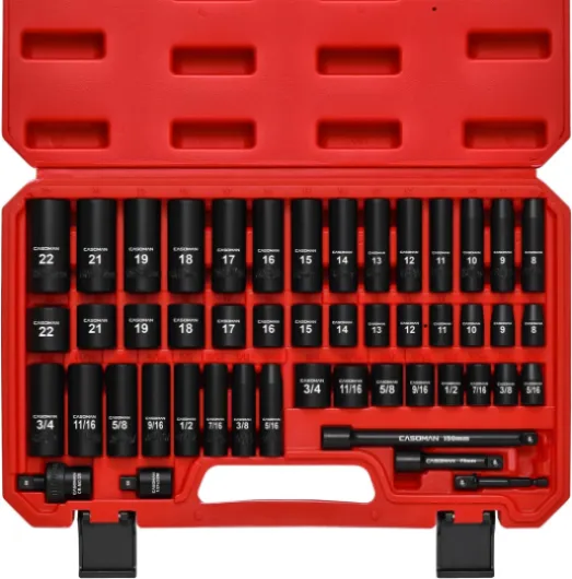3/8" Drive Impact Socket Set, 49 Piece Standard SAE and Metric Sizes (5/16-Inch to 3/4-Inch and 8-22 mm), 6 Point, Cr-V Steel Socket Set ‎3/8"Drive 48pcs Impact Master Socket Set