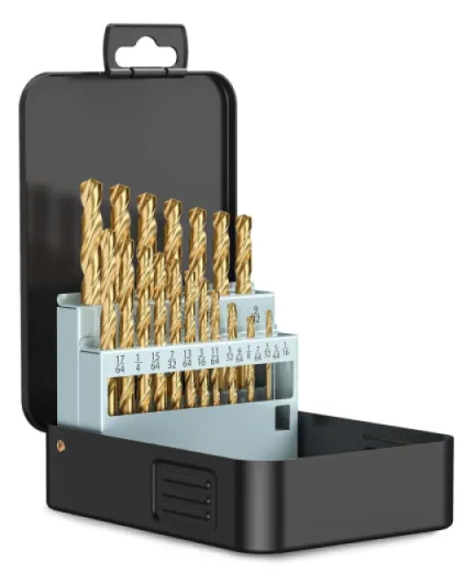 21-Piece HSS Drill Bit Set, Titanium Coating High-Speed Steel Drill Bits from 1/16" to 3/8" for Metal, Steel, Cast Iron and Plastic - Comes with Indexed Storage Case
