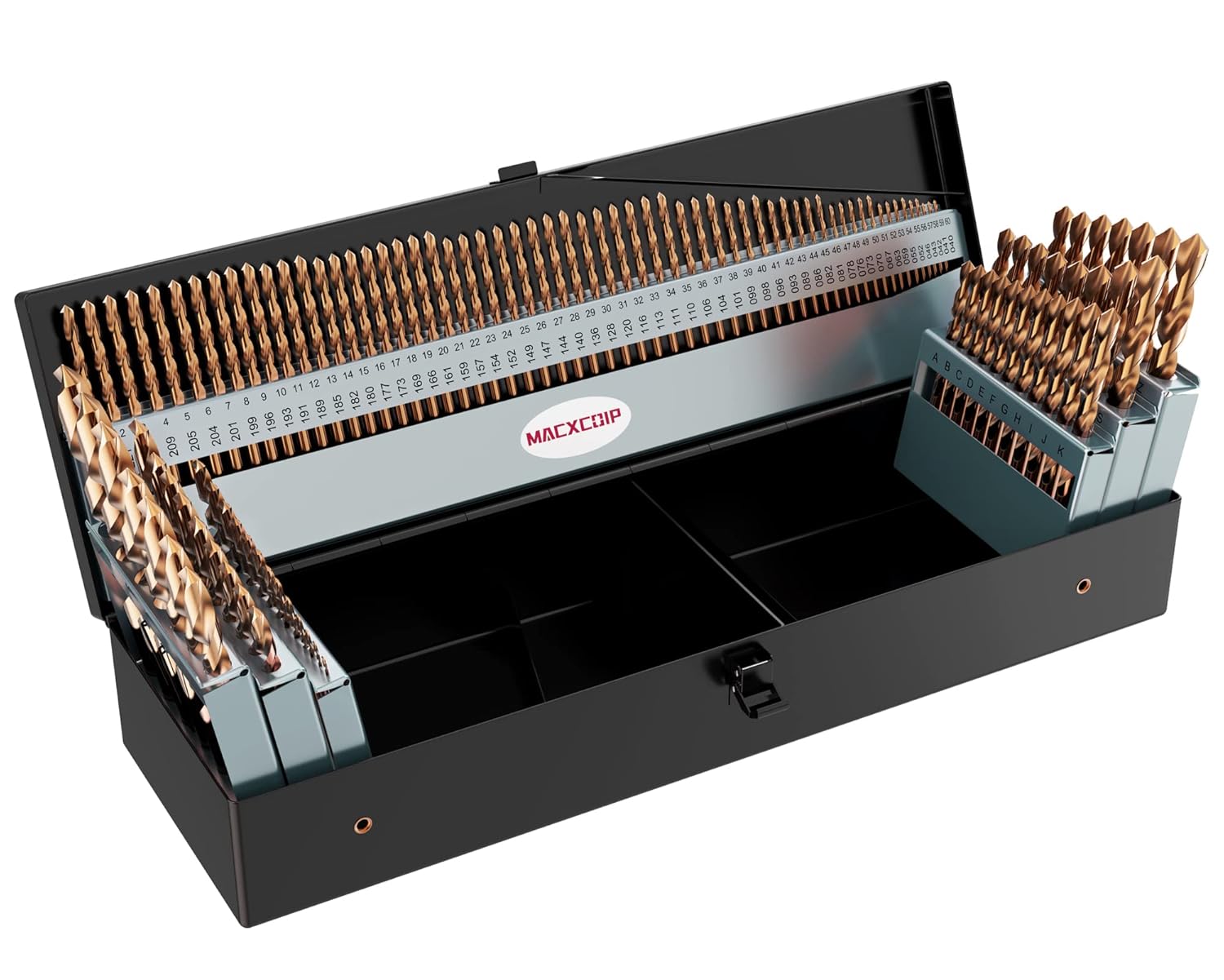 Cobalt Drill Bit Set, 115Pcs M35 High Speed Steel Bits for Hardened Metals, Stainless Steel, Cast Iron and Wooden Plastics, with Metal Index Storage Box 115pcs Cobalt Drill