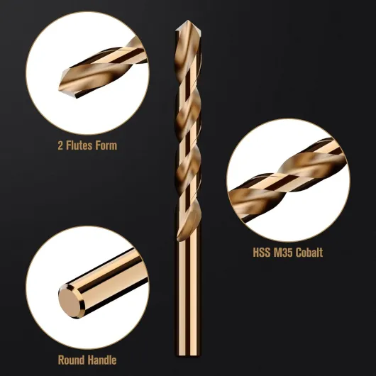 Cobalt Drill Bit Set, 115Pcs M35 High Speed Steel Bits for Hardened Metals, Stainless Steel, Cast Iron and Wooden Plastics, with Metal Index Storage Box 115pcs Cobalt Drill