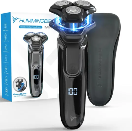 MK8 Premium Rotary Face Shaver, Rechargeable Wet & Dry Electric Shaver with Pop-up Trimmer, Electric Razor for Men, Waterproof, Cordless USB-C Rechargeable, LED Display, Travel Case