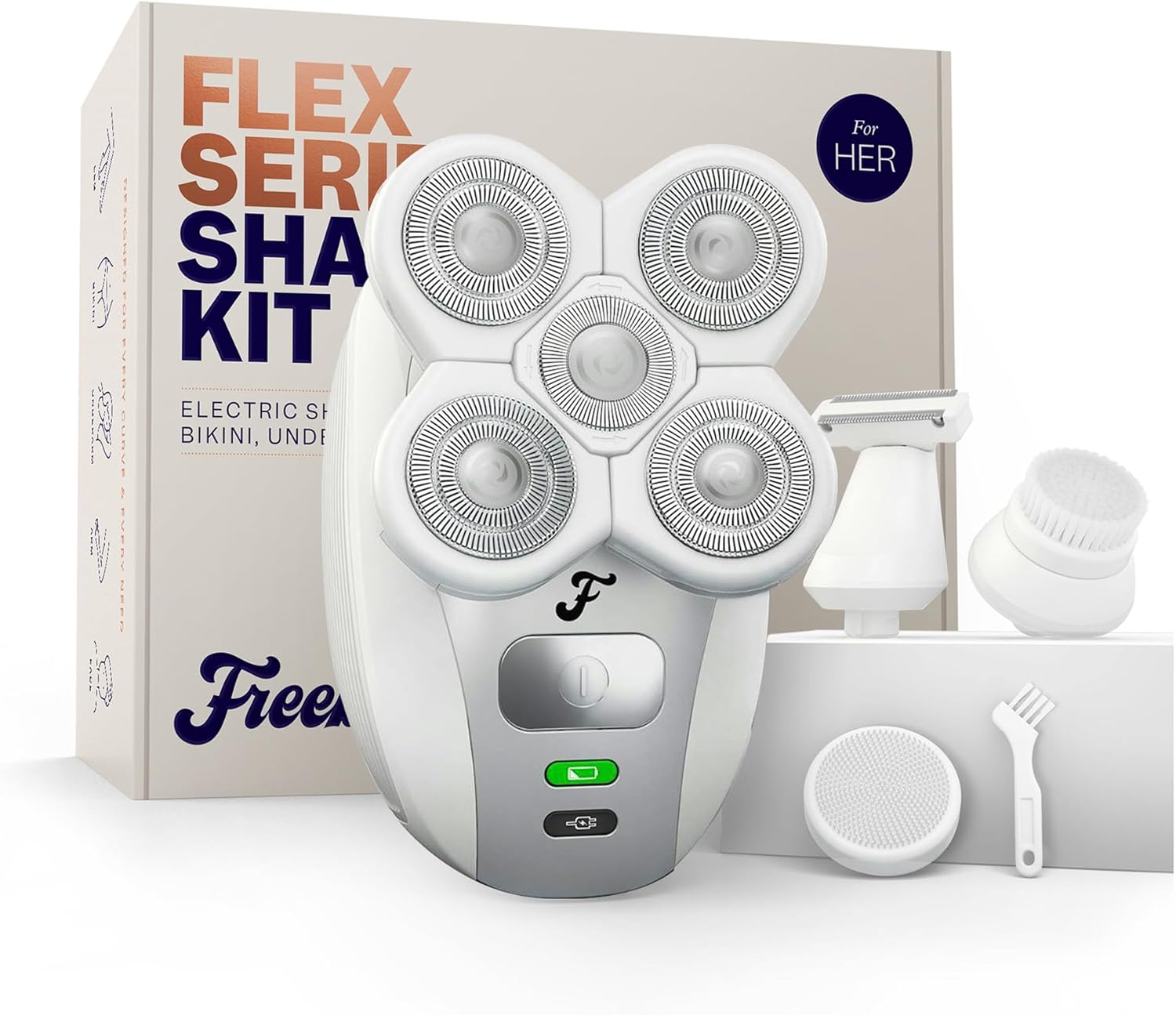 FlexSeries Electric Razor for Women - Silk Smooth Legs, Body Hair, & Pubic Shaver - for Private Area, Sensitive Skin, Bikini Trimmer