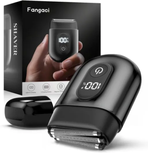 Electric Foil Shavers for Men: Mini Electric Razor with Big LED Display & 3 Floating Blades - IPX7 Waterproof Wet Dry Face Razor, USB Type C (Black Dark)